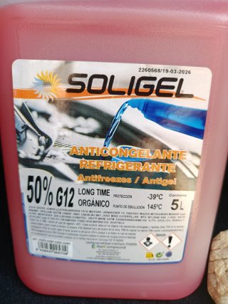 Anticongelante Soligel G12 5L sin abrir.