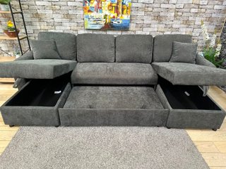 Sofa Doble Chaise Longue Utah, con Arcon 286cm Gris