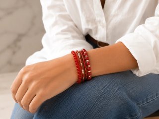 Conjunto 4 Pulseras Cuentas y Cristal