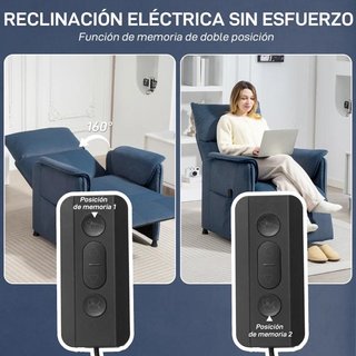 Sillón Reclinable Eléctrico Reposapiés Azul