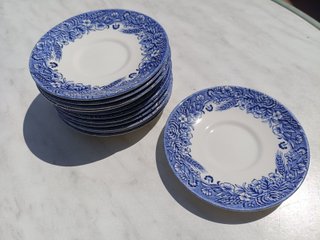 Vajilla Café Vintage Azul y Blanca Completa