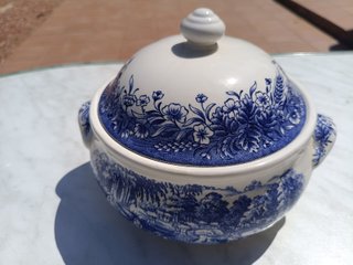 Vajilla Café Vintage Azul y Blanca Completa
