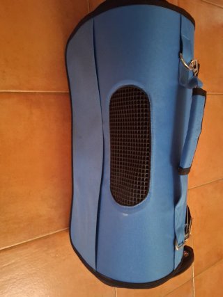 Transportín para perro mini azul y negro, ligero