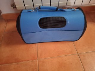 Transportín para perro mini azul y negro, ligero