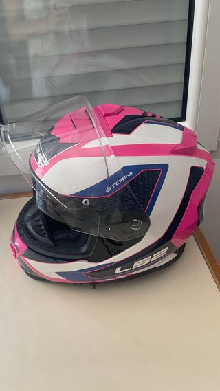 Casco Moto LS2 Storm Mujer Rosa Blanco