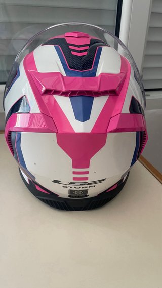 Casco Moto LS2 Storm Mujer Rosa Blanco