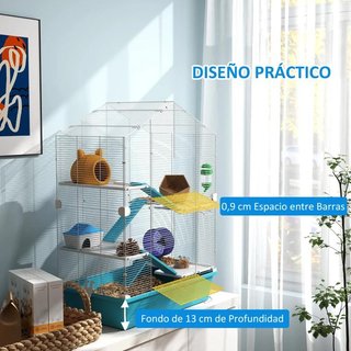 Jaula Hámster 5 Niveles con Rueda y Casita