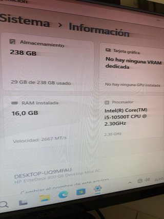 HP EliteDesk 800 G6 Mini PC i5-10500T 16GB RAM 256