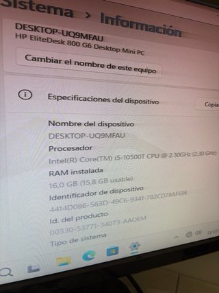 HP EliteDesk 800 G6 Mini PC i5-10500T 16GB RAM 256