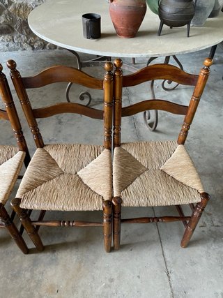 Sillas de madera con asiento de yute (4 unidades)