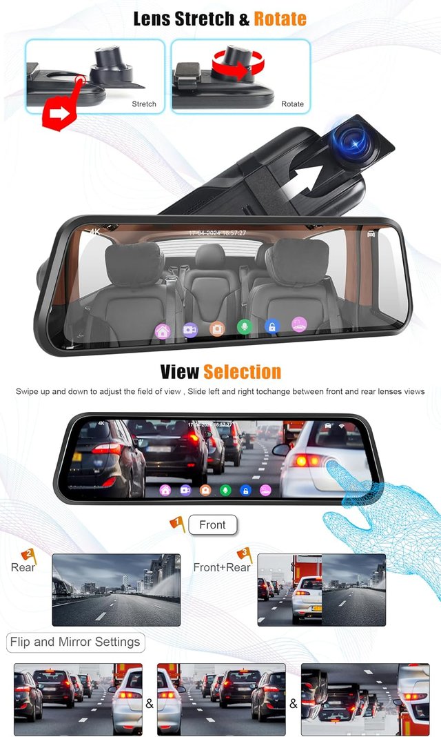 Nuovo CAMECHO Retrovisor 9.66 4K Mirror Dashcam