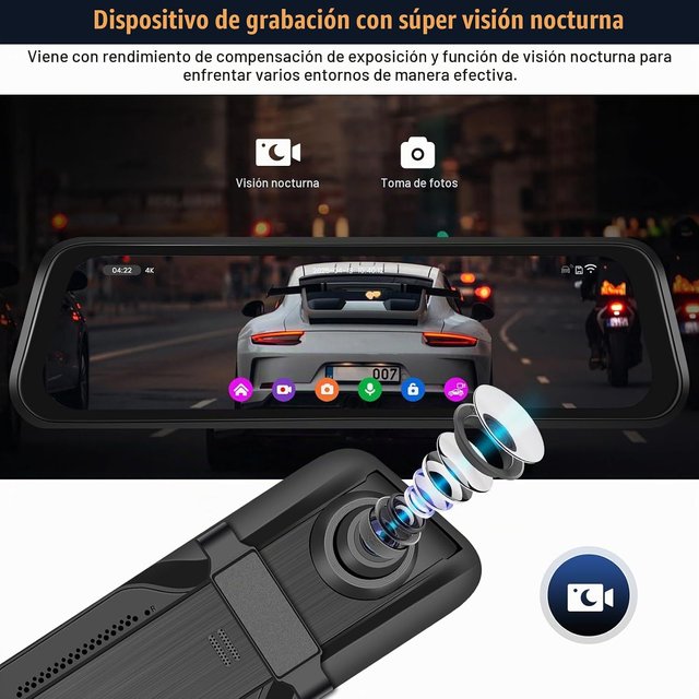Nuovo CAMECHO Retrovisor 9.66 4K Mirror Dashcam