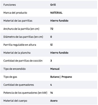 Barbacoa de gas NATERIAL Kenton II de 4 quemadores