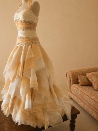 Vestido Festera/Novia Blanco y Amarillo