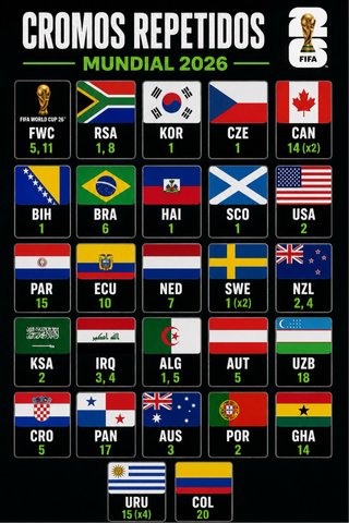 Cromos Repetidos Mundial 2026
