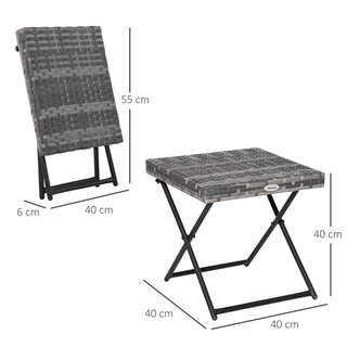 Mesa Auxiliar Ratán Plegable Exterior 40x40 Gris