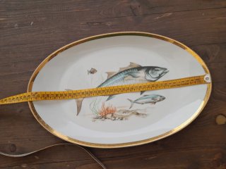 Piatto portata ovale porcellana decoro pesci