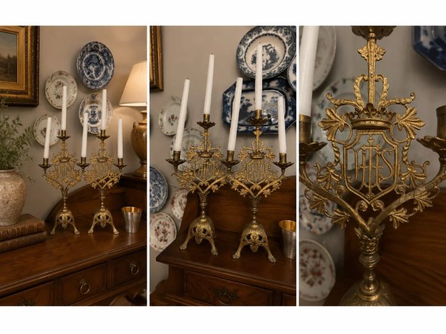 Candelabros Modernistas Dorados al Mercurio