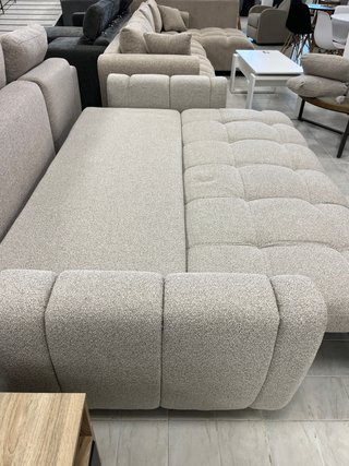 Sofá Cama Tela Beige/Gris