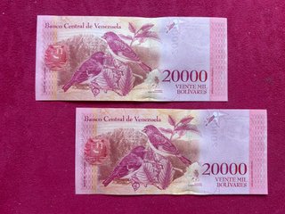 2 Billetes Venezuela 20.000 Bolívares 2017