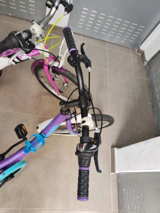 Bicicleta infantil morada y azul