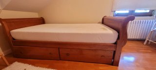 Cama barco madera con 2 cajones, somier laminado