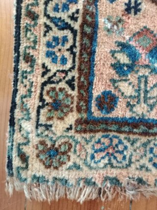 Alfombra persa pequeña lana azul rosa