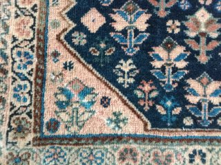 Alfombra persa pequeña lana azul rosa