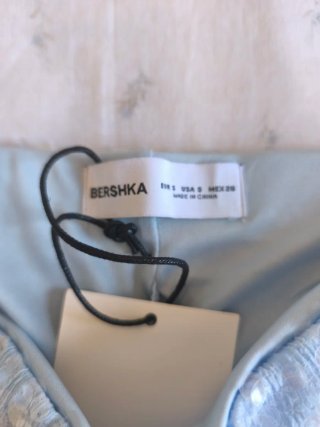 Minifalda azul con lentejuelas, S, Bershka