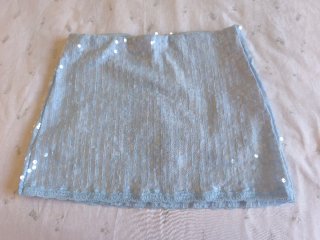 Minifalda azul con lentejuelas, S, Bershka