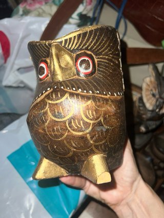 Portacandele gufo ceramica vintage