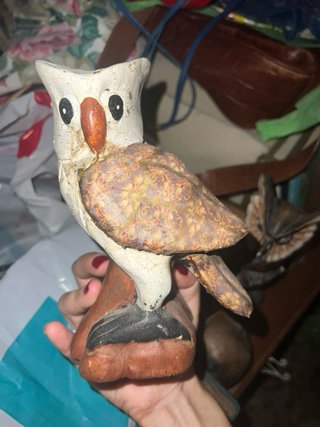 Portacandele gufo ceramica vintage