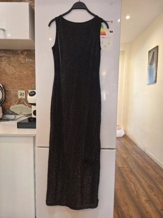 Vestido largo fiesta negro brillante