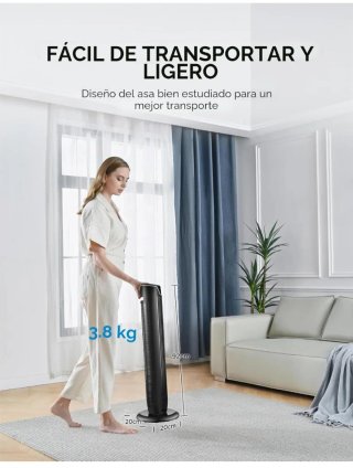 Ventilador Torre Midea Negro con Mando