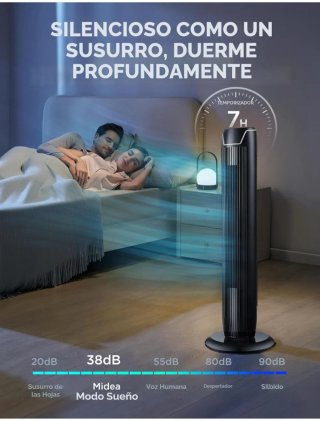 Ventilador Torre Midea Negro con Mando