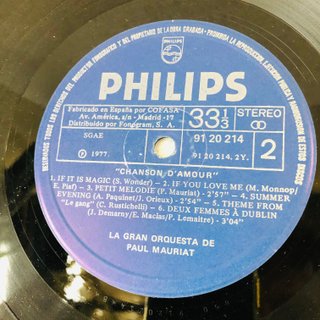 PAUL MAURIAT "CHANSON D'AMOUR" LP 12" 33 RPM 1977