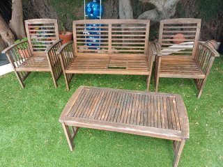 Conjunto jardín exterior de madera