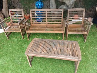 Conjunto jardín exterior de madera