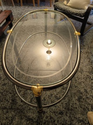 Mesa de centro ovalada cristal y metal