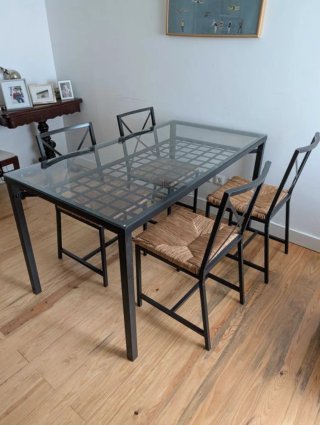 Mesa comedor forja y cristal