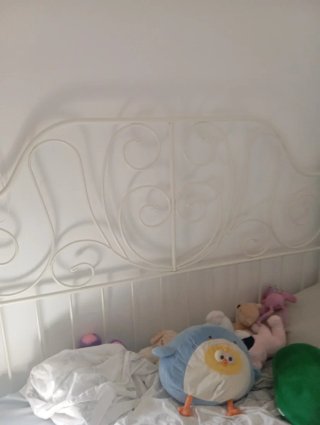 Cama de hierro forjado blanca Cama de 1'35