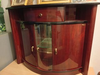 Mueble de entrada madera y cristal