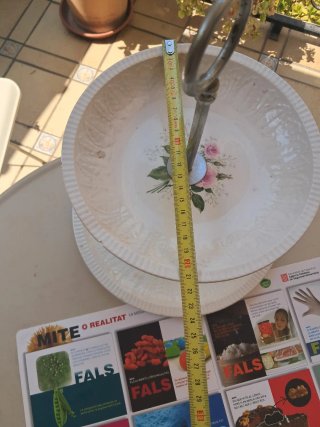 Frutero Cerámica 2 Pisos + Salvamanteles Madera