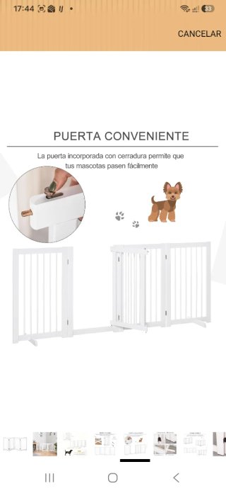 Barrera para perros madera 220x90 cm, plegable.