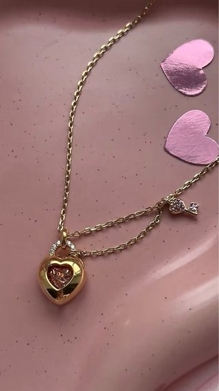 Collar Swarovski Idyllia Corazón Dorado y Rosa