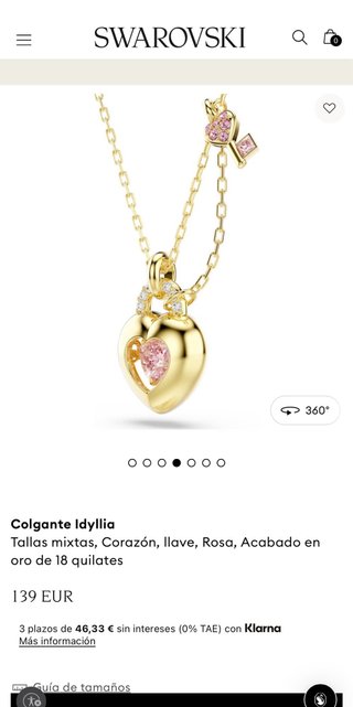 Collar Swarovski Idyllia Corazón Dorado y Rosa