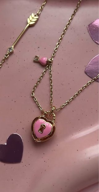 Collar Swarovski Idyllia Corazón Dorado y Rosa
