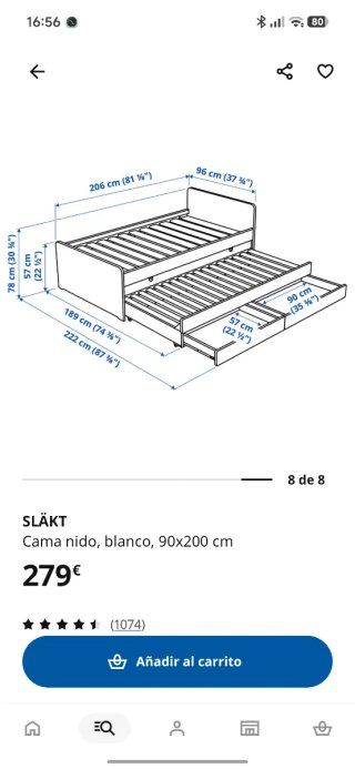 Cama nido Ikea Slakt Blanca