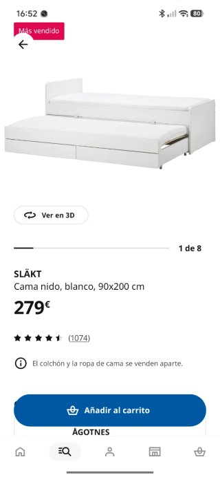 Cama nido Ikea Slakt Blanca