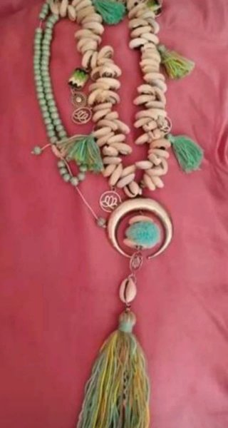 Collar Largo Étnico Boho Conchas Cauri